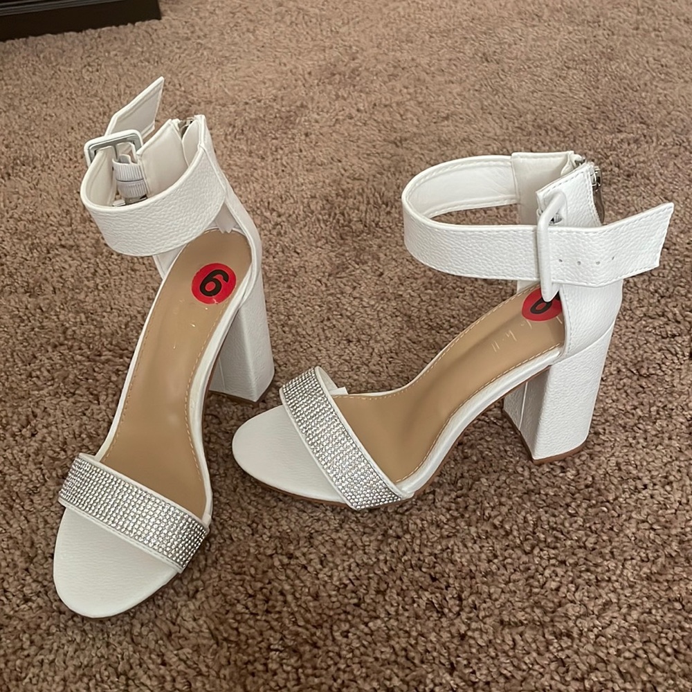 Cute White Baddazzled Heels